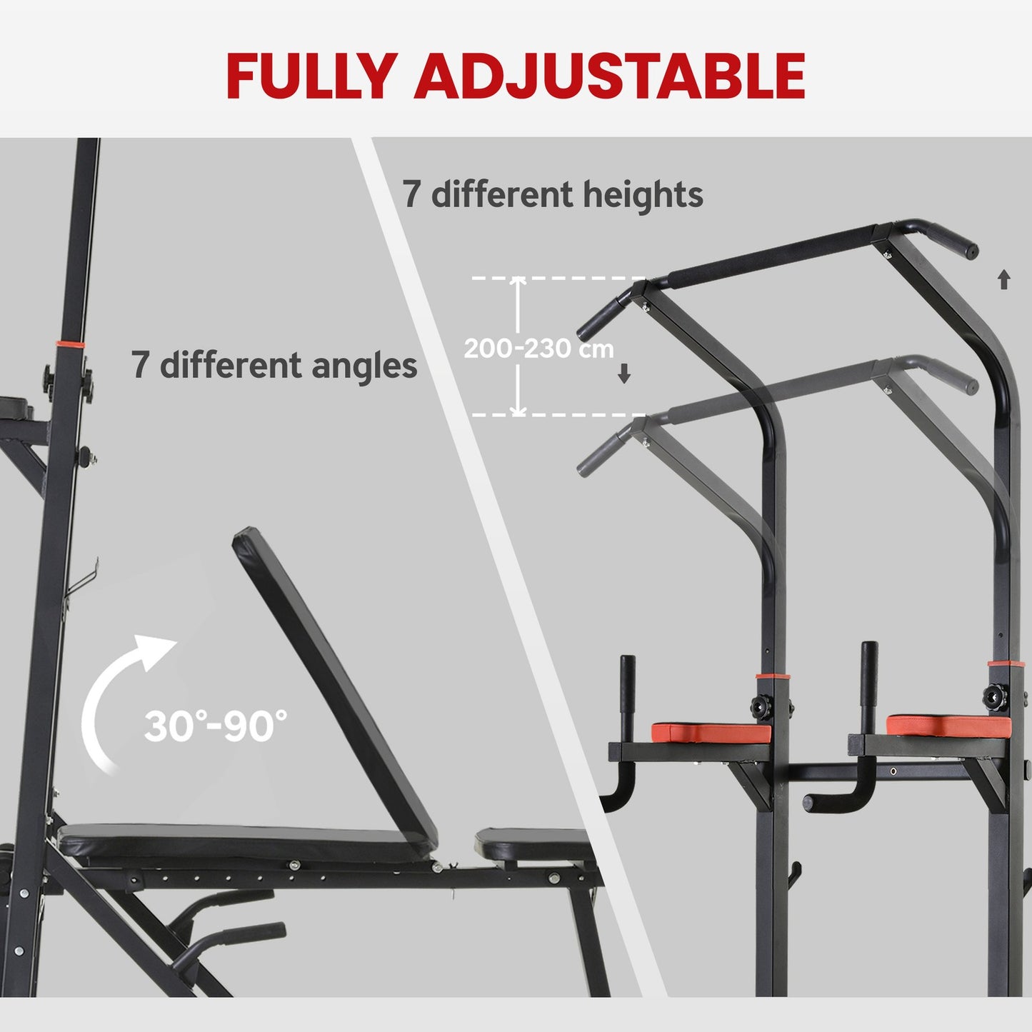 Power Tower Weight Bench Dip Stands Multifunction Pull-Ups Home Gym Fitness