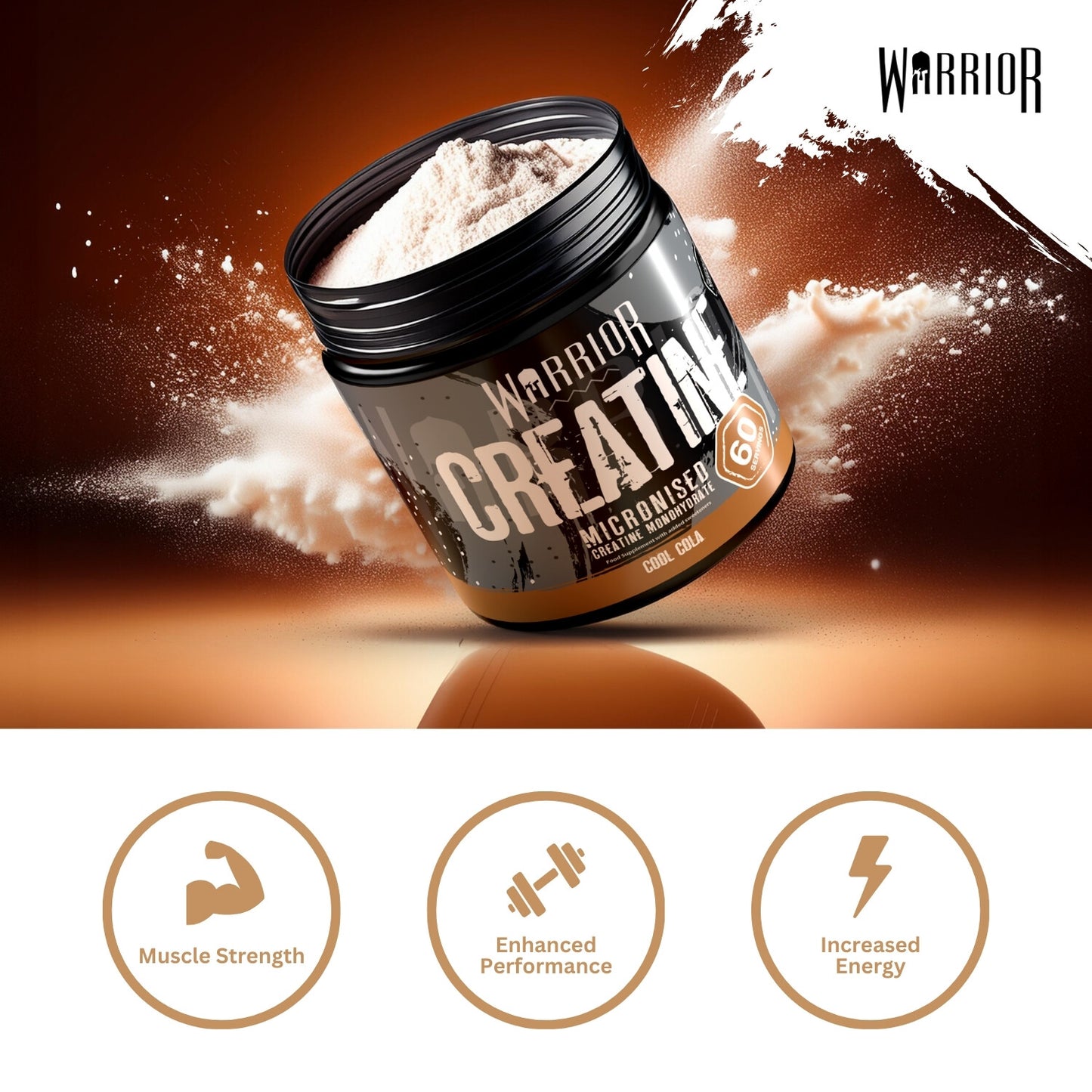 Creatine Monohydrate Powder 300G - Warrior Supplement - Micronised - 60 Servings