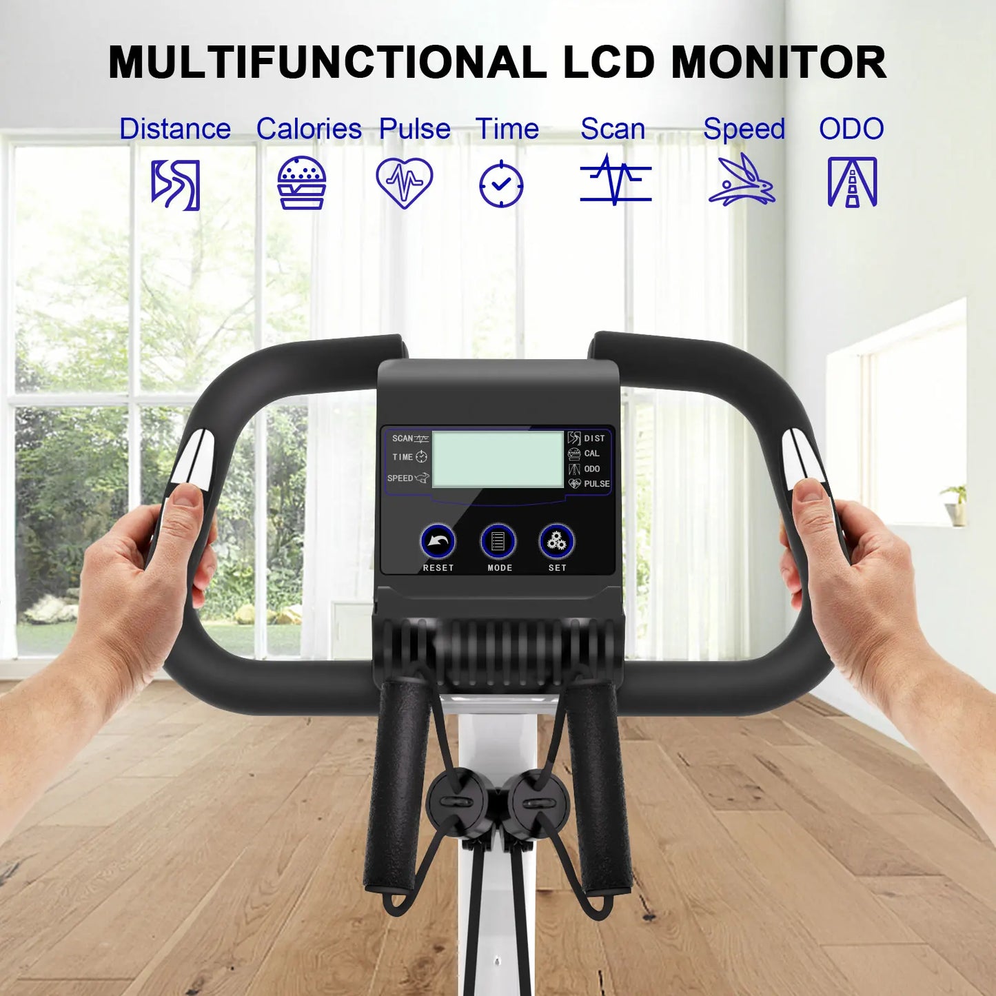 oldable exercise bike with LCD; heart rate monitor stationary bike; home fitness bike