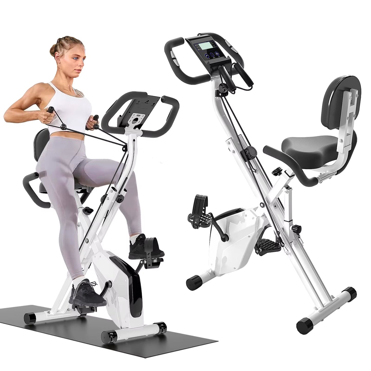 oldable exercise bike with LCD; heart rate monitor stationary bike; home fitness bike