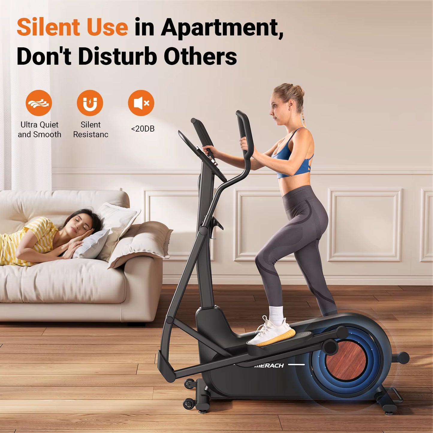 Long Stride Cross Trainer Self-Generating Elliptical Machine Home Ultra-Quiet Magnetic Resistance System 18.5Inch Stride