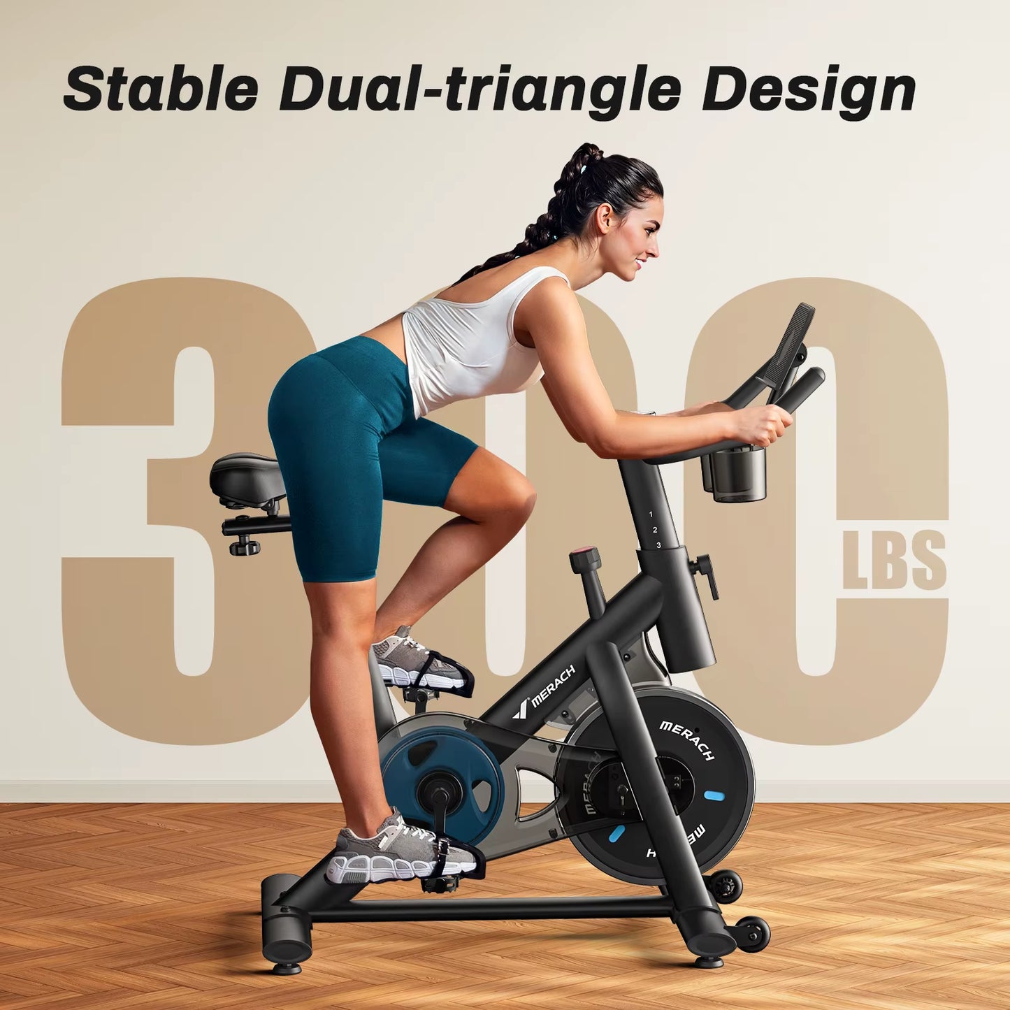 Exercise Bike Brake Pad Stationary Bike Low Noise Indoor Cycling Bike 270Lbs Weight Capacity Tablet Mount Fitness Courses