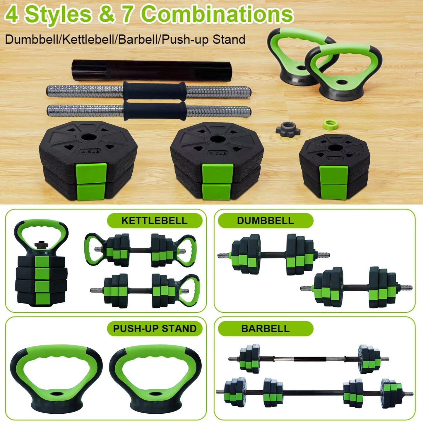 Adjustable Dumbbell Set, Adjustable Weights 44 LBS Free Weight Set for Home Gym