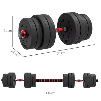 30Kg 2 in 1 Adjustable Dumbbells Weight Set, Dumbbell Hand Weight Barbell for Body Fitness, Lifting Training for Home