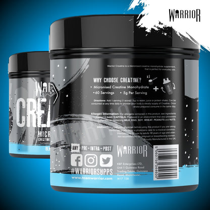 Creatine Monohydrate Powder 300G - Warrior Supplement - Micronised - 60 Servings