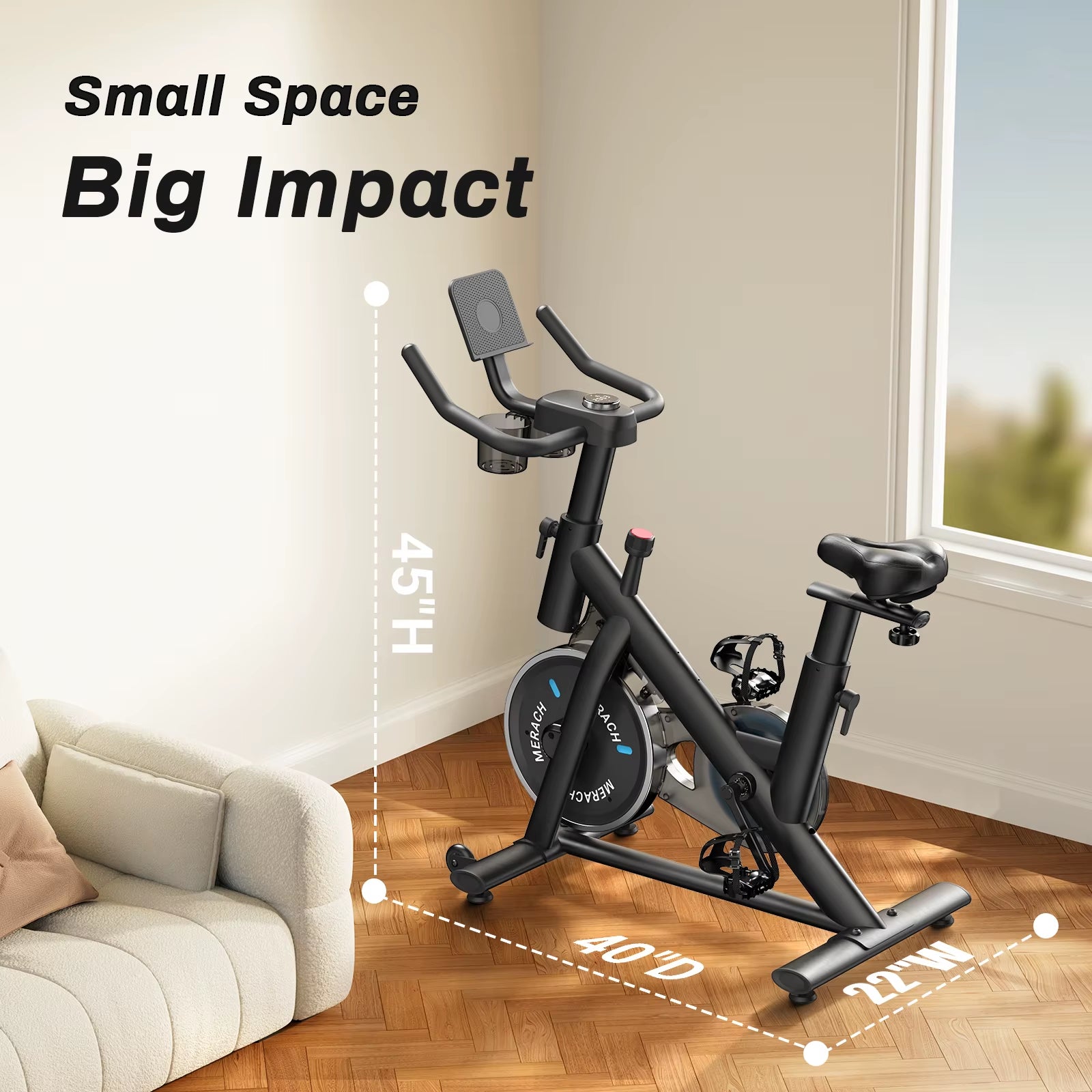Exercise Bike Brake Pad Stationary Bike Low Noise Indoor Cycling Bike 270Lbs Weight Capacity Tablet Mount Fitness Courses
