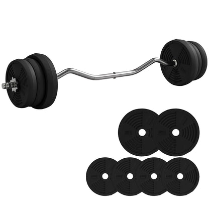 25Kg Barbell Weights Set, Adjustable Gym Weights up to 80Kg with 4Ft Curl Bar and Non-Slip Handle for Home Gym