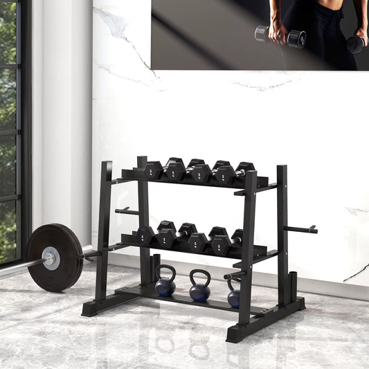 3-Tier Dumbbell Rack, Versatile Weight Rack W/ 4 Weight Rods (Rack Only)