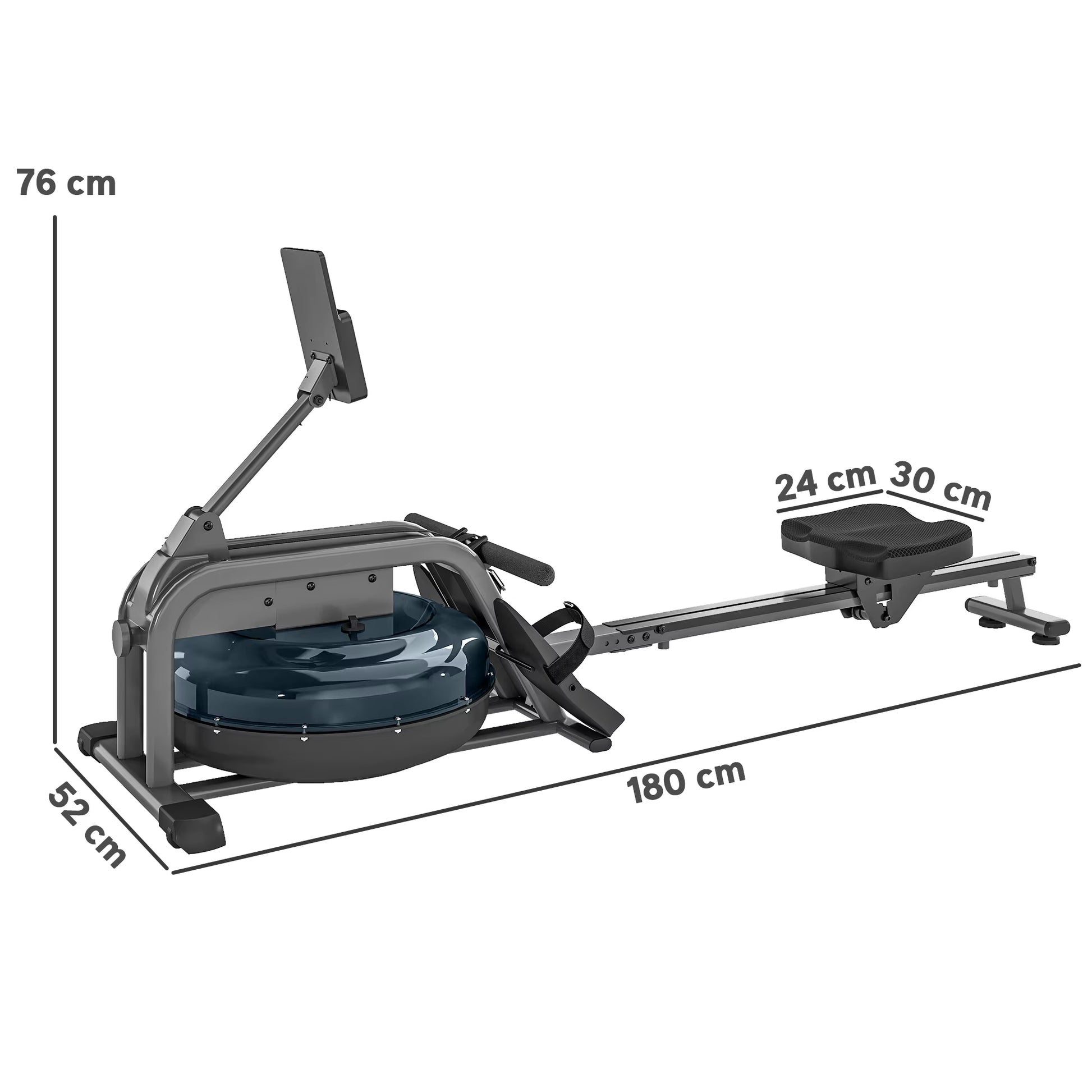 Water Rowing Machine, Rowing Machines for Home Gym with Adjustable Resistance, Wheels, LCD Monitor
