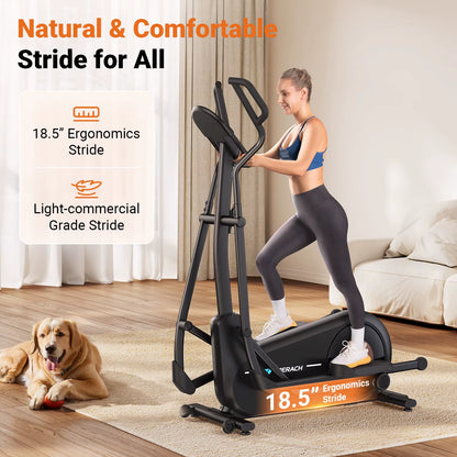Long Stride Cross Trainer Self-Generating Elliptical Machine Home Ultra-Quiet Magnetic Resistance System 18.5Inch Stride