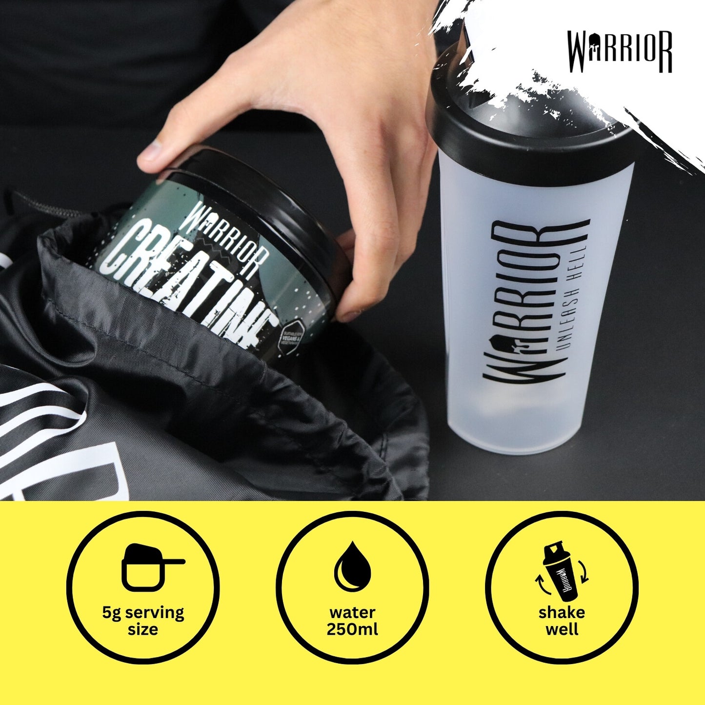 Creatine Monohydrate Powder 300G - Warrior Supplement - Micronised - 60 Servings