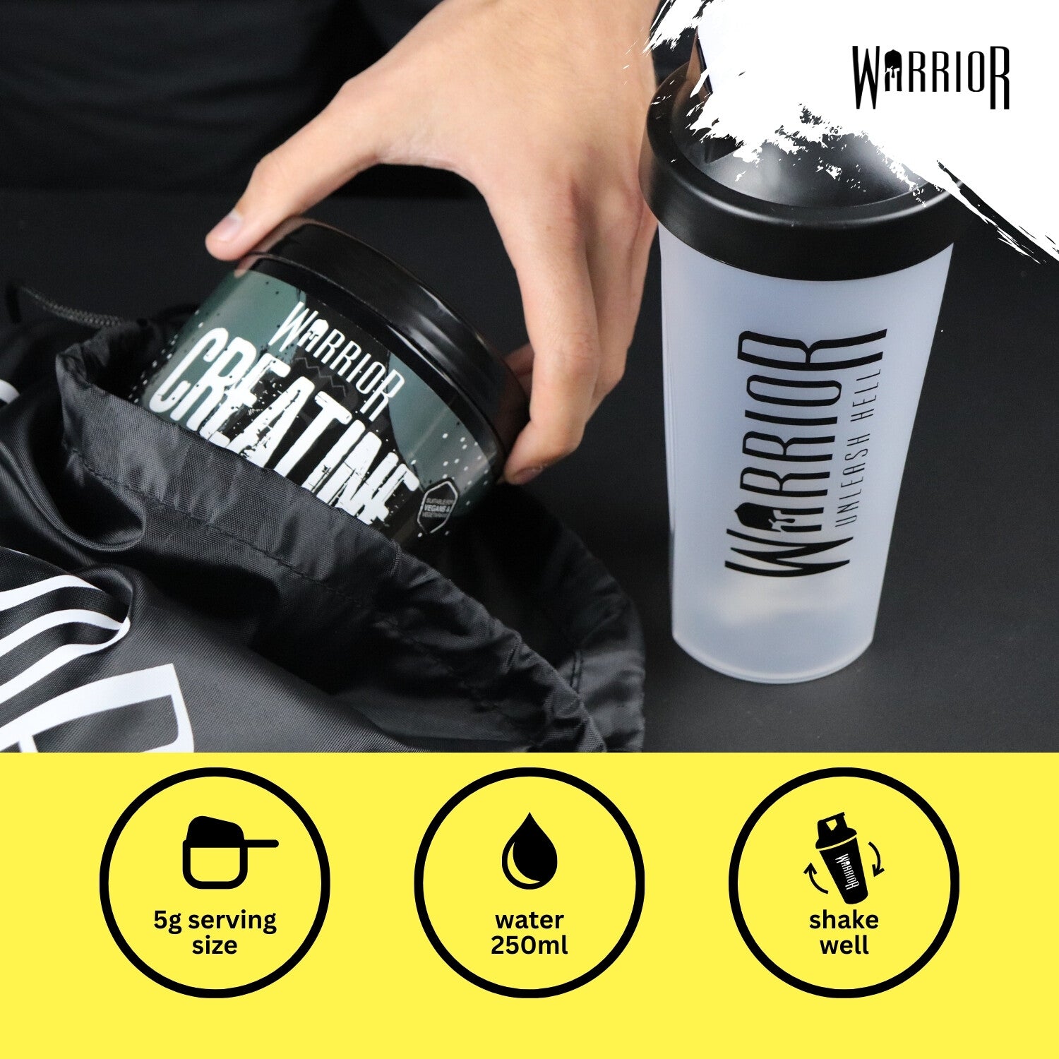 Creatine Monohydrate Powder 300G - Warrior Supplement - Micronised - 60 Servings