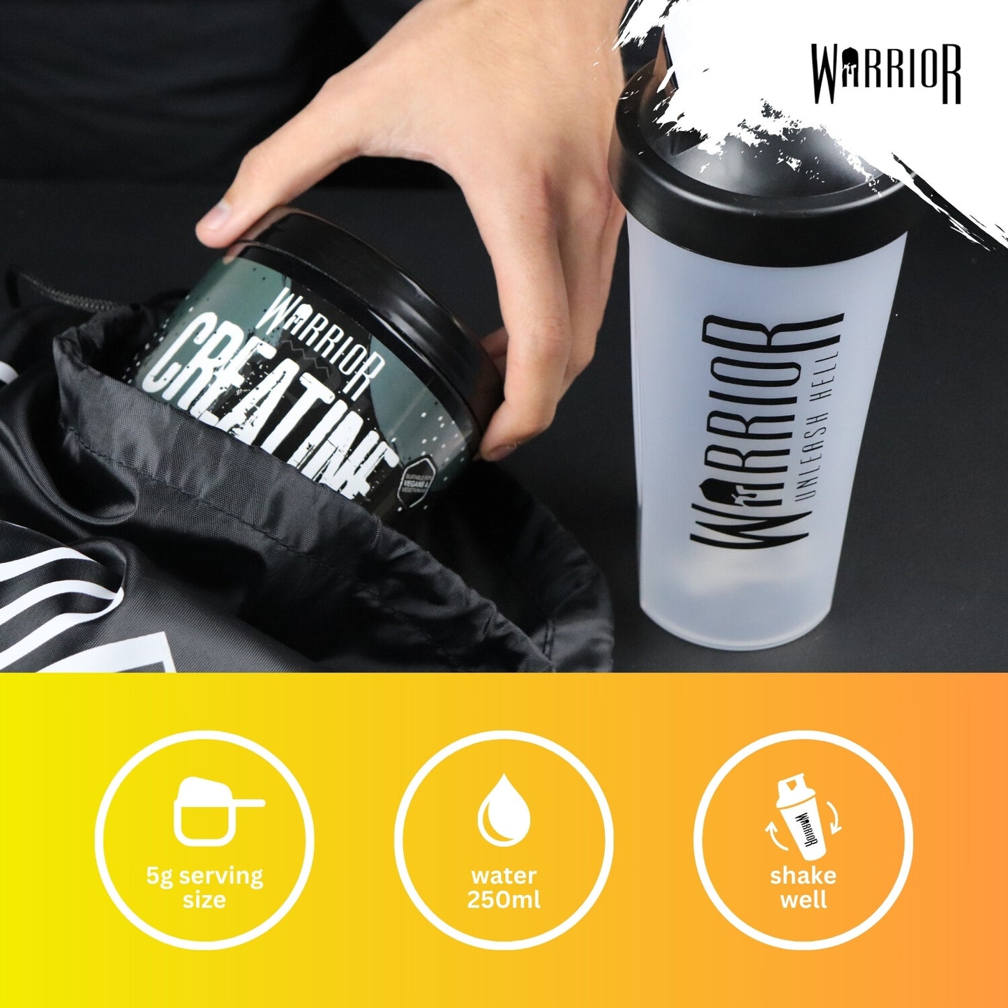 Creatine Monohydrate Powder 300G - Warrior Supplement - Micronised - 60 Servings