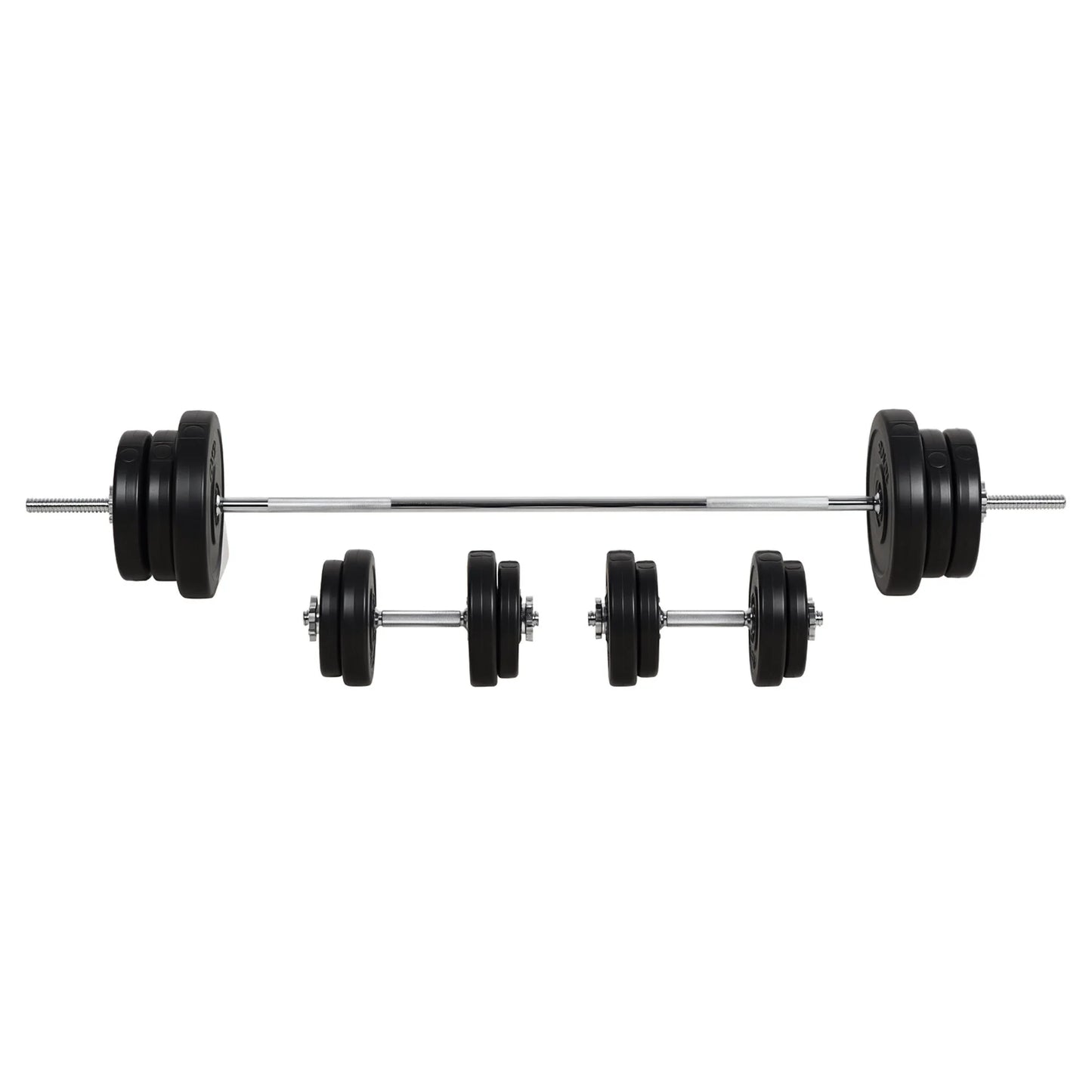 65Kg Adjustable Barbell Weights Set, 2-In-1 Dumbbells and Barbell Set with Knurled Bar, Free Weights Training Equipment