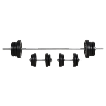 65Kg Adjustable Barbell Weights Set, 2-In-1 Dumbbells and Barbell Set with Knurled Bar, Free Weights Training Equipment