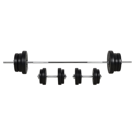 65Kg Adjustable Barbell Weights Set, 2-In-1 Dumbbells and Barbell Set with Knurled Bar, Free Weights Training Equipment