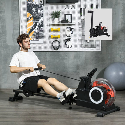 Foldable Rowing Machine, Water Rowing Machine for Home Gym, 150Kg Weight Capacity Portable Rower, Black
