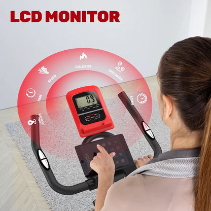 Exercise Bike Home Ergometer Exercise Bike with Adjustable Magnetic Resistance Indoor Bicycle LCD Display 150 Kg Load Capacity