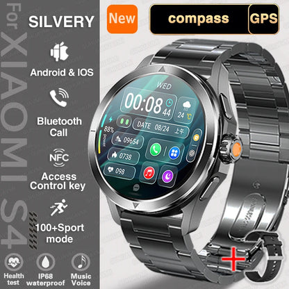 New for Xiaomi S4 Ultra Smart Watch Men AMOLED Outdoor Sports NFC GPS Compass Heart Rate Waterproof Bluetooth Call Smartwatches