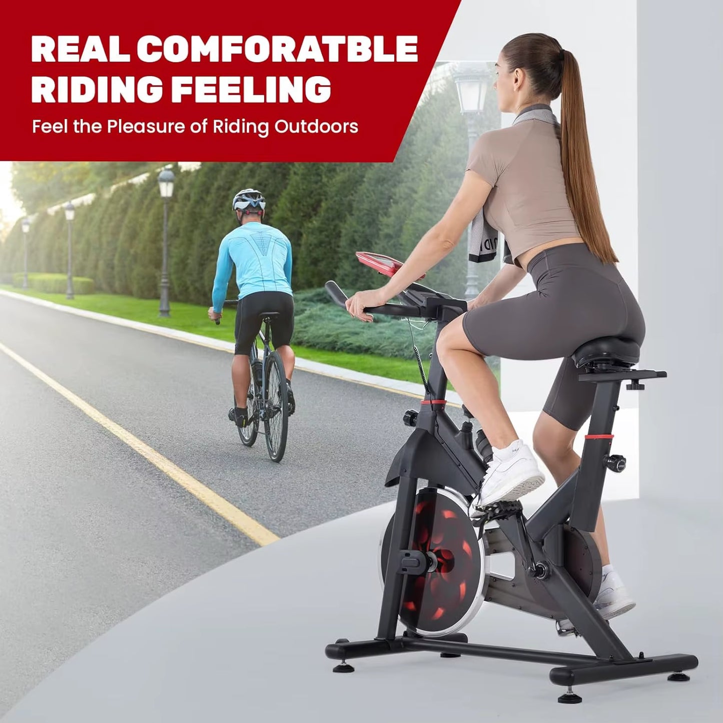 Exercise Bike Home Ergometer Exercise Bike with Adjustable Magnetic Resistance Indoor Bicycle LCD Display 150 Kg Load Capacity