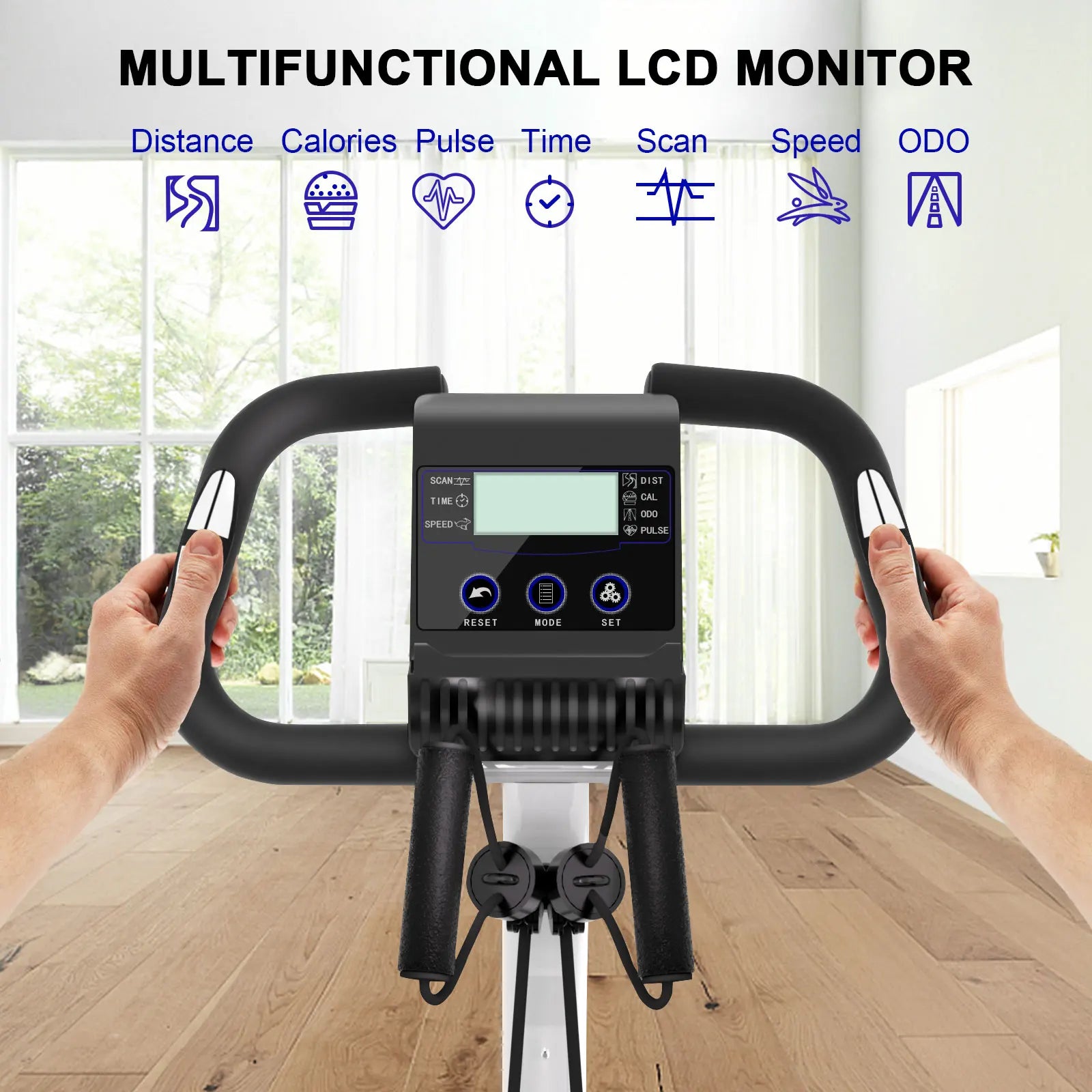 oldable exercise bike with LCD; heart rate monitor stationary bike; home fitness bike