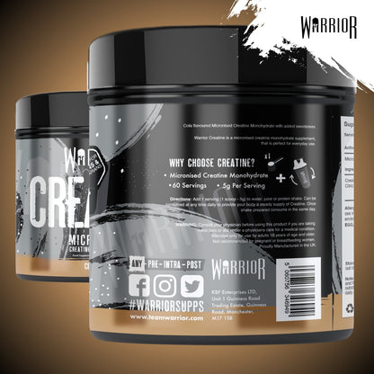 Creatine Monohydrate Powder 300G - Warrior Supplement - Micronised - 60 Servings