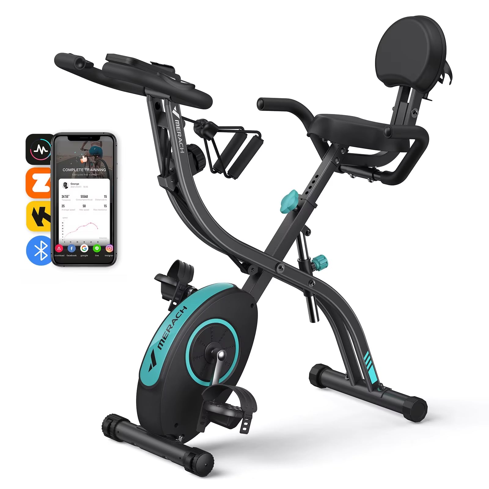 4-in-1 folding exercise bike; magnetic stationary bike; home workout bike