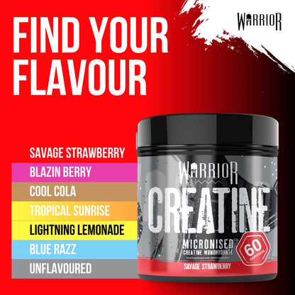 Creatine Monohydrate Powder 300G - Warrior Supplement - Micronised - 60 Servings