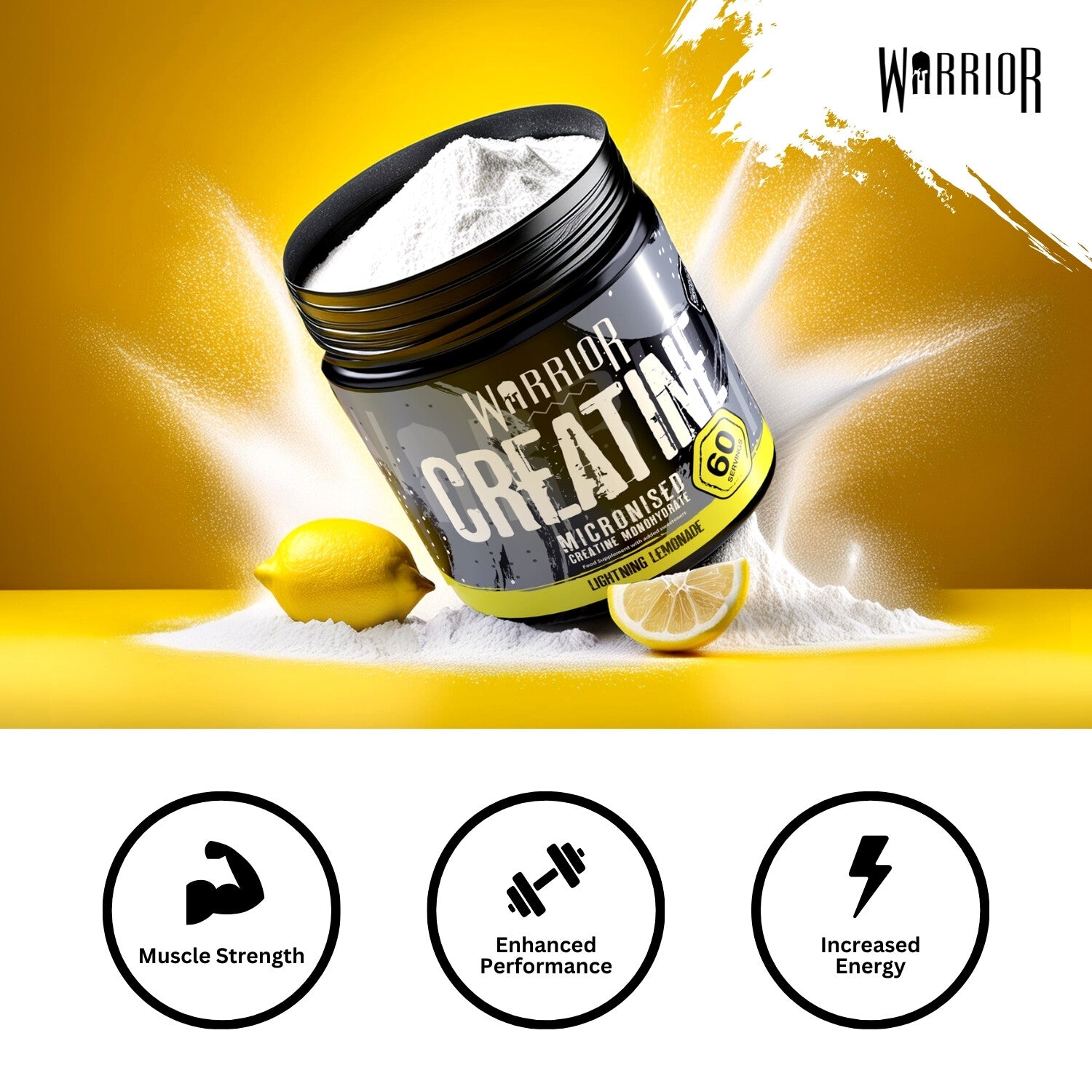 Creatine Monohydrate Powder 300G - Warrior Supplement - Micronised - 60 Servings