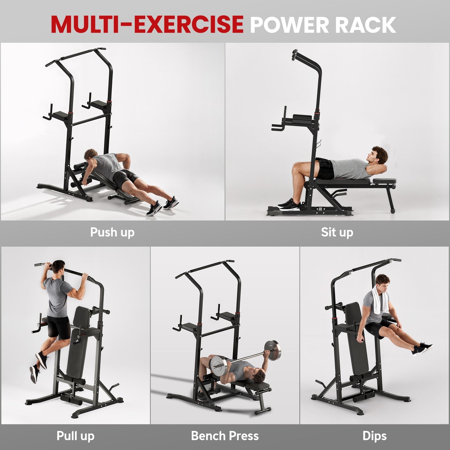 Power Tower Weight Bench Dip Stands Multifunction Pull-Ups Home Gym Fitness