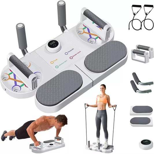 Push up Board Chest Back Triceps Portable Exercise Workout Station with Timer