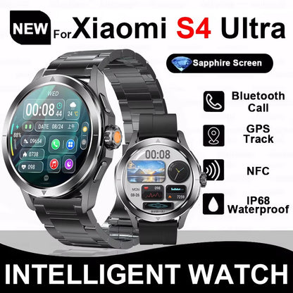 New for Xiaomi S4 Ultra Smart Watch Men AMOLED Outdoor Sports NFC GPS Compass Heart Rate Waterproof Bluetooth Call Smartwatches