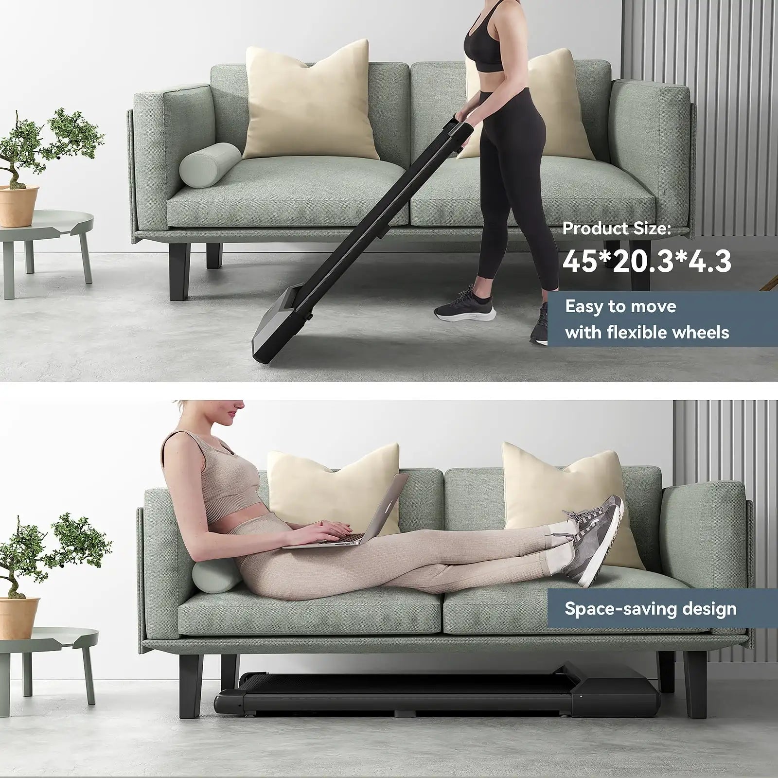 portable 2-in-1 walking treadmill; quiet treadmill for home; under desk treadmill UK