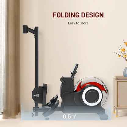 Foldable Rowing Machine, Water Rowing Machine for Home Gym, 150Kg Weight Capacity Portable Rower, Black