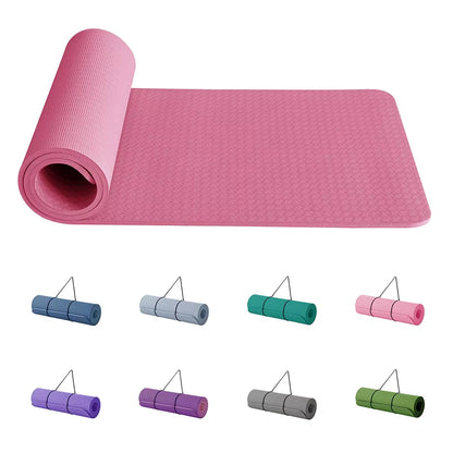 Yoga Mat Gymnastics Pilates Exercise Mat for Women Non-Slip Thick 6Mm with Carry Strap Tpe 183 X 61 X 1Cm