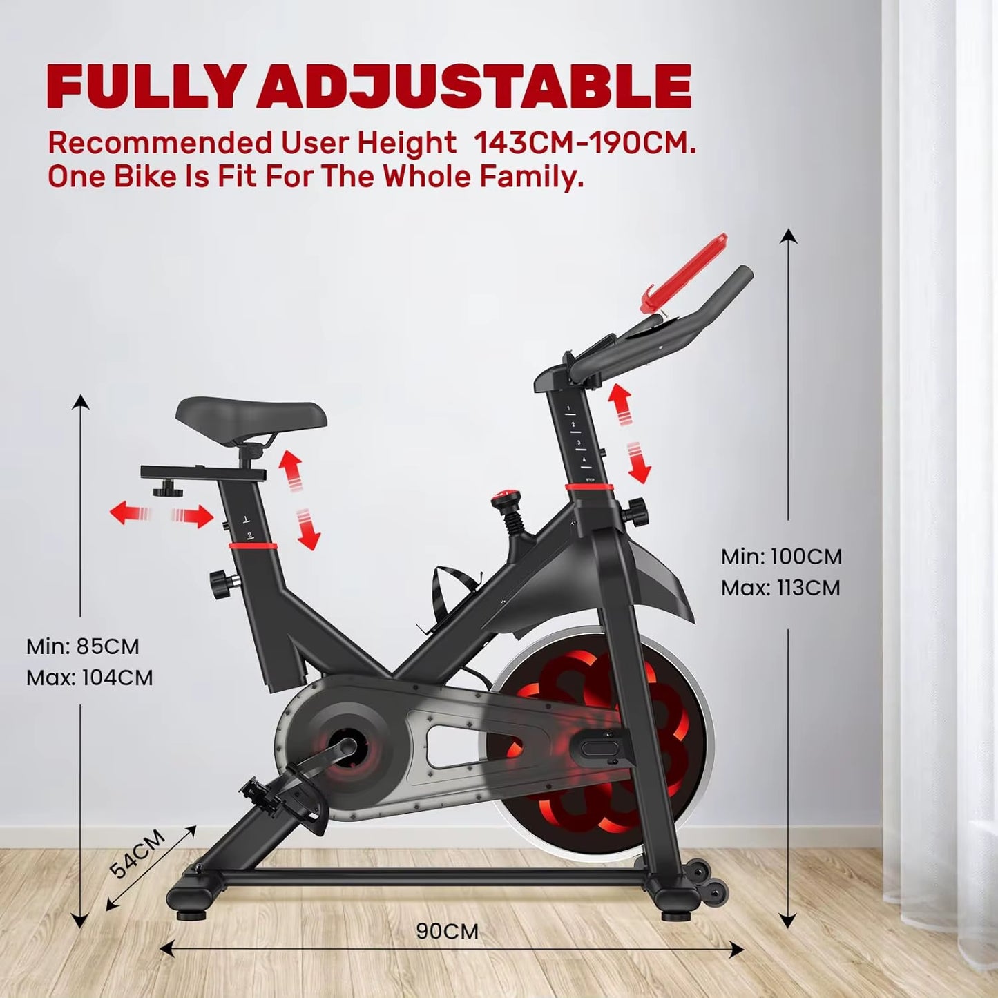 Exercise Bike Home Ergometer Exercise Bike with Adjustable Magnetic Resistance Indoor Bicycle LCD Display 150 Kg Load Capacity