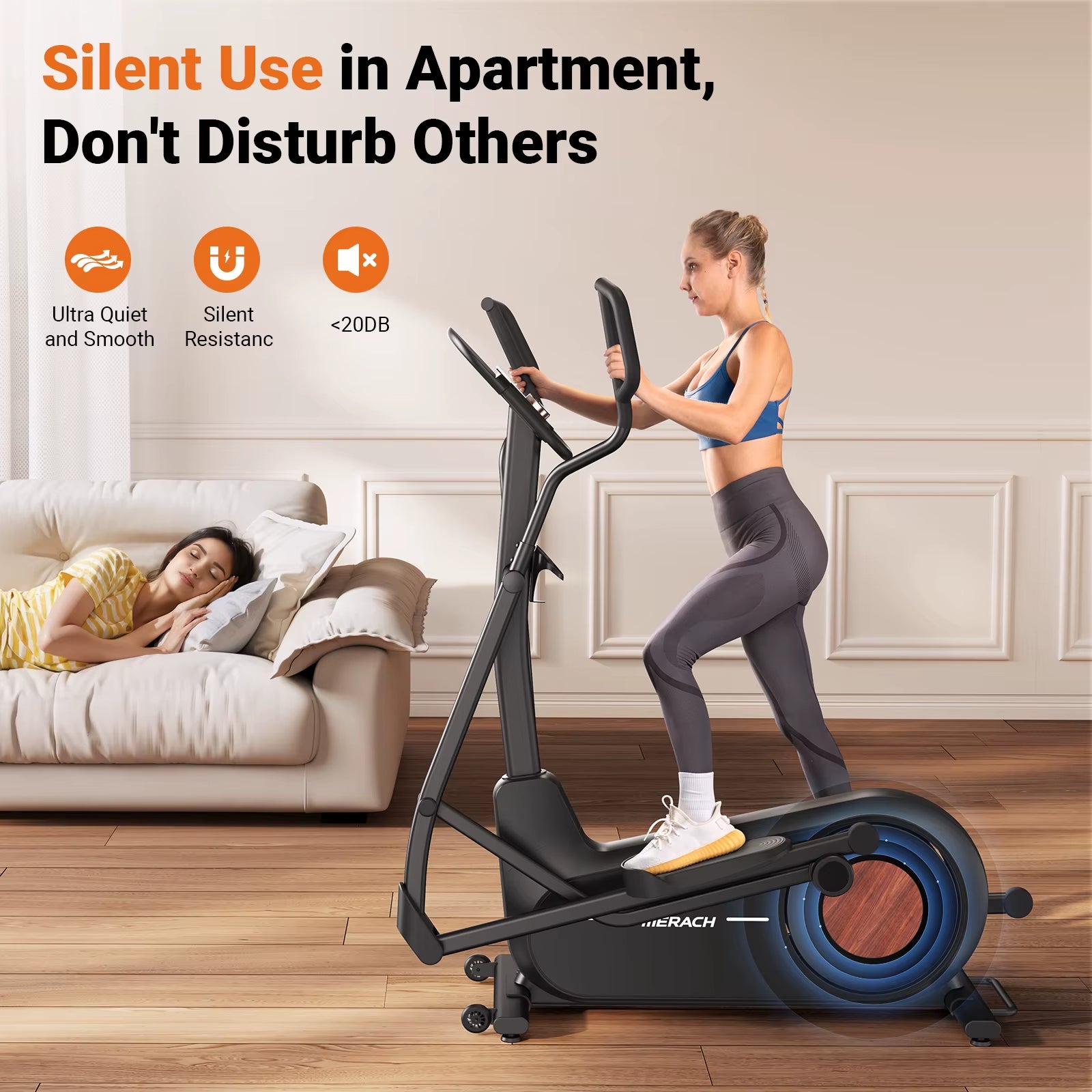 Long Stride Cross Trainer Self-Generating Elliptical Machine Home Ultra-Quiet Magnetic Resistance System 18.5Inch Stride