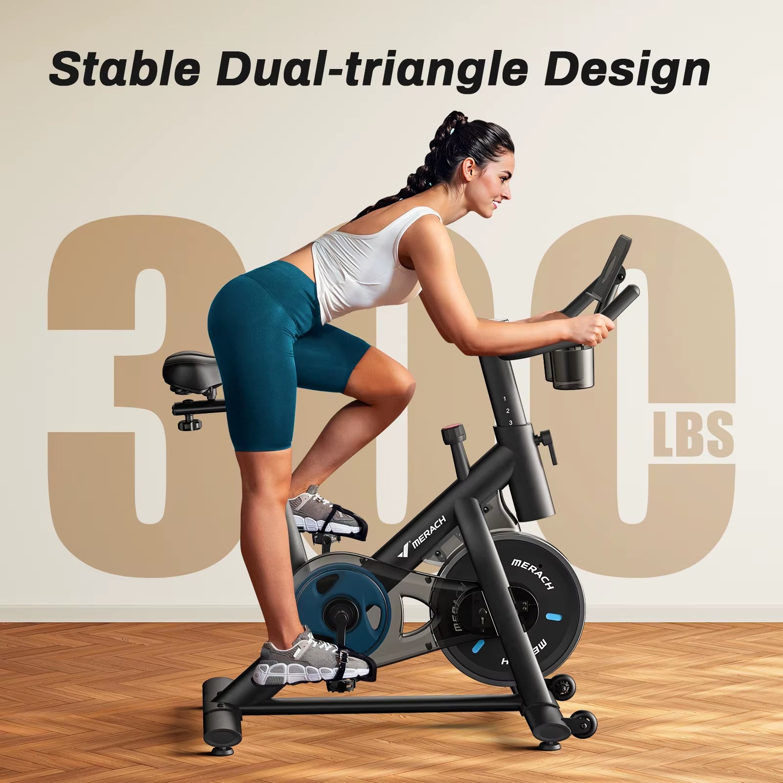 Exercise Bike Brake Pad Stationary Bike Low Noise Indoor Cycling Bike 270Lbs Weight Capacity Tablet Mount Fitness Courses