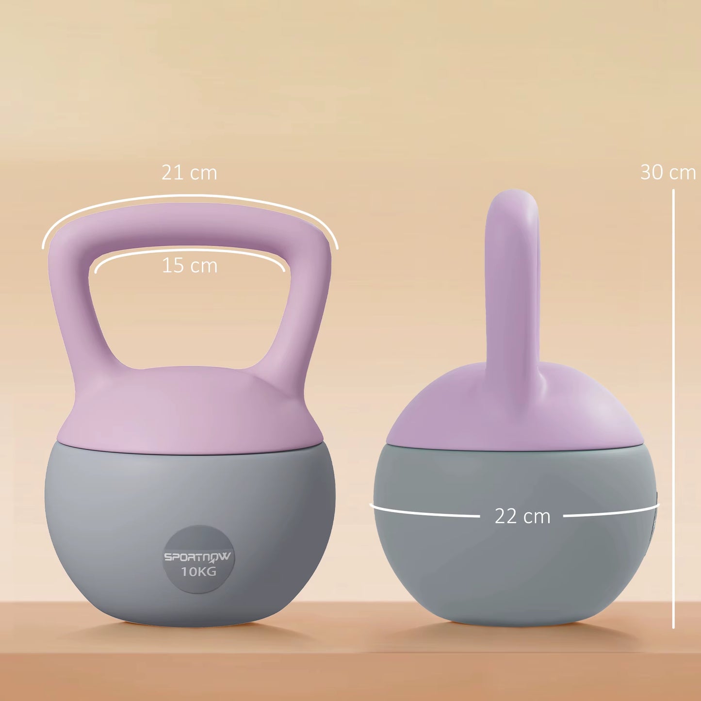 Soft Kettlebell, 10Kg Kettle Bell with Non-Slip Handle for Home Gym, Purple and Grey