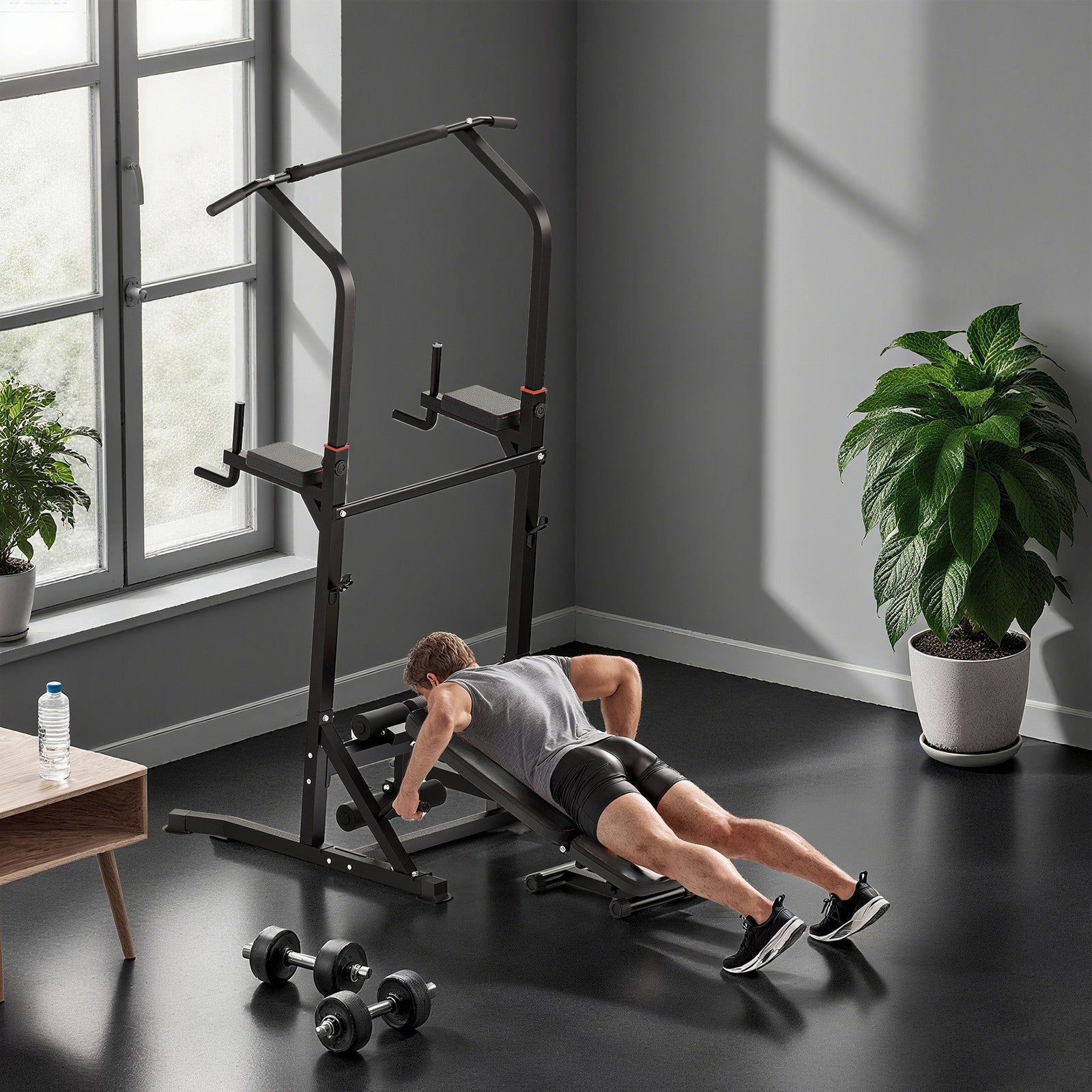 Power Tower Weight Bench Dip Stands Multifunction Pull-Ups Home Gym Fitness