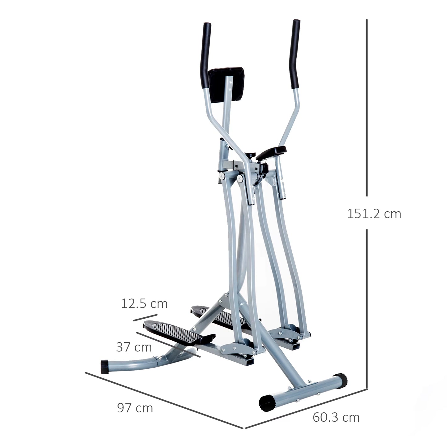 HOMCOM Upright Elliptical Cross Trainer, Air Walker with LCD Monitor for Aerobic Exercise, Grey