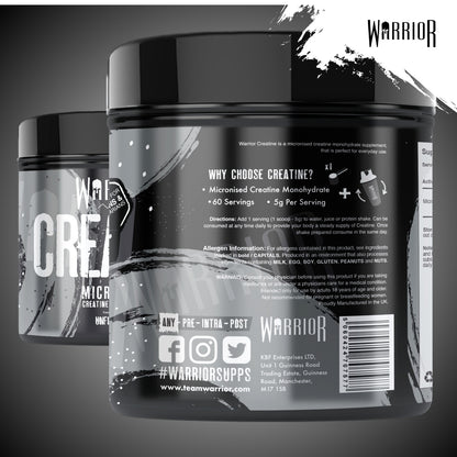 Creatine Monohydrate Powder 300G - Warrior Supplement - Micronised - 60 Servings