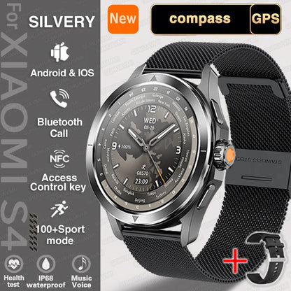 New for Xiaomi S4 Ultra Smart Watch Men AMOLED Outdoor Sports NFC GPS Compass Heart Rate Waterproof Bluetooth Call Smartwatches
