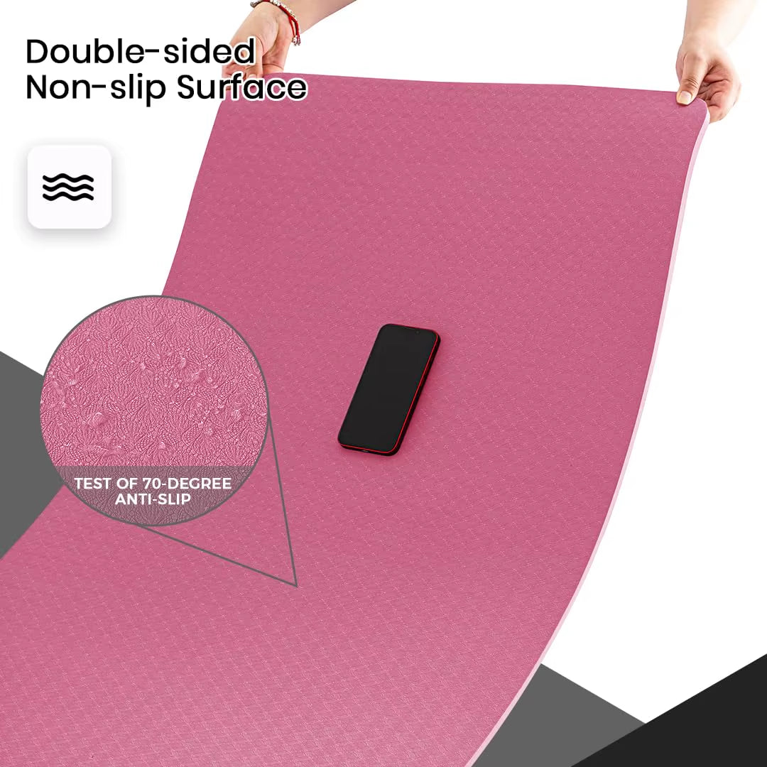 Yoga Mat Gymnastics Pilates Exercise Mat for Women Non-Slip Thick 6Mm with Carry Strap Tpe 183 X 61 X 1Cm