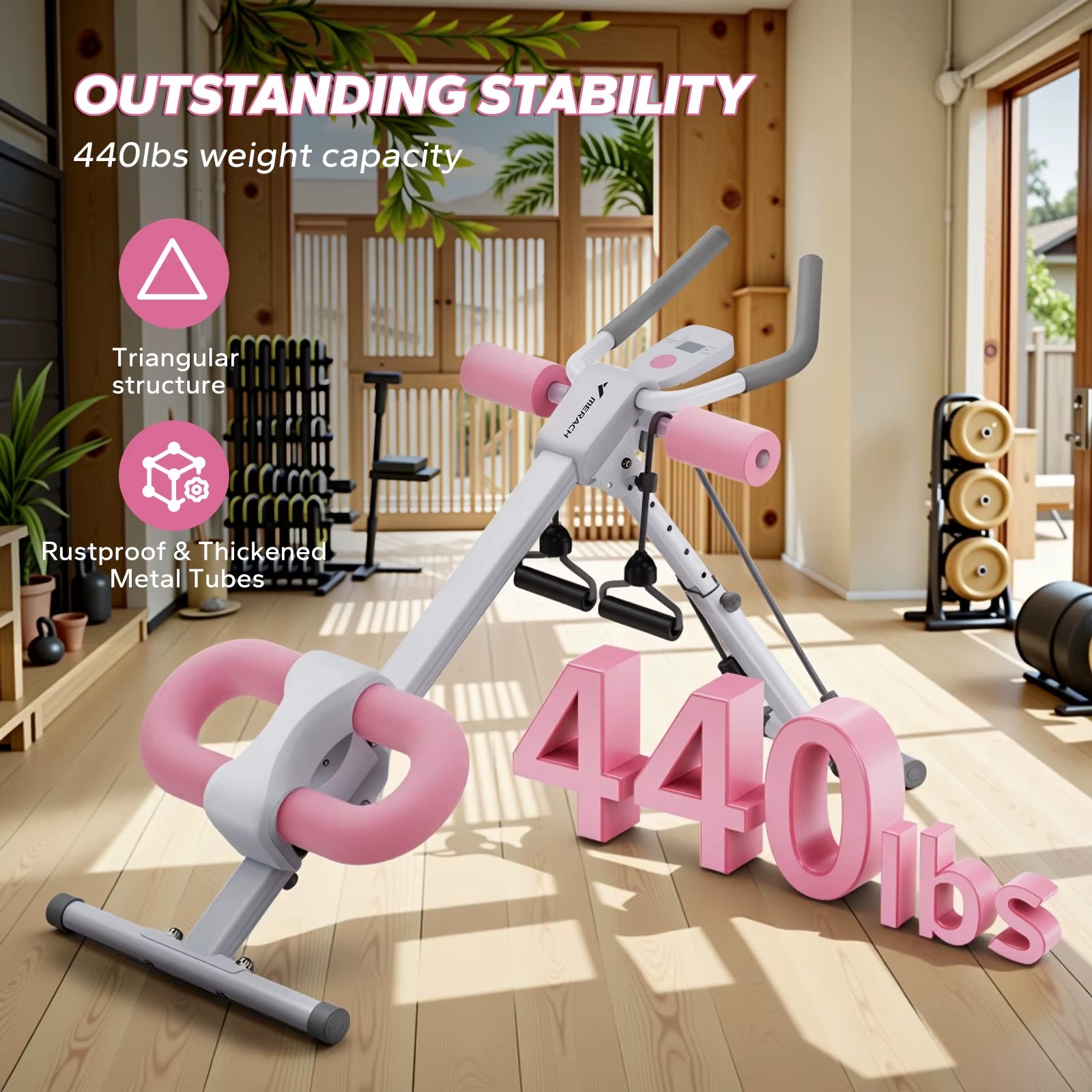 Ab Machine Adjustable Trainer Workout Foldable Knee Protection Abdominal Exercise Machine Core Ab Exercise System Trainer